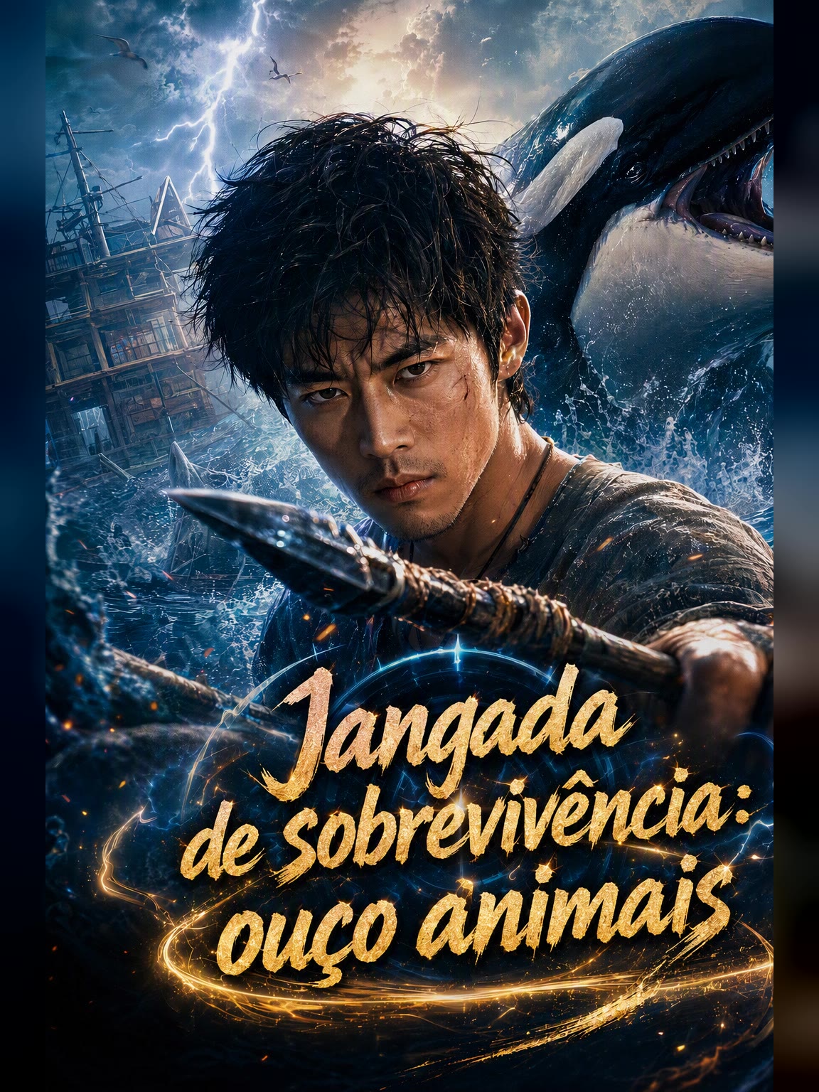 Capa de Jangada de sobrevivência - ouço animais
