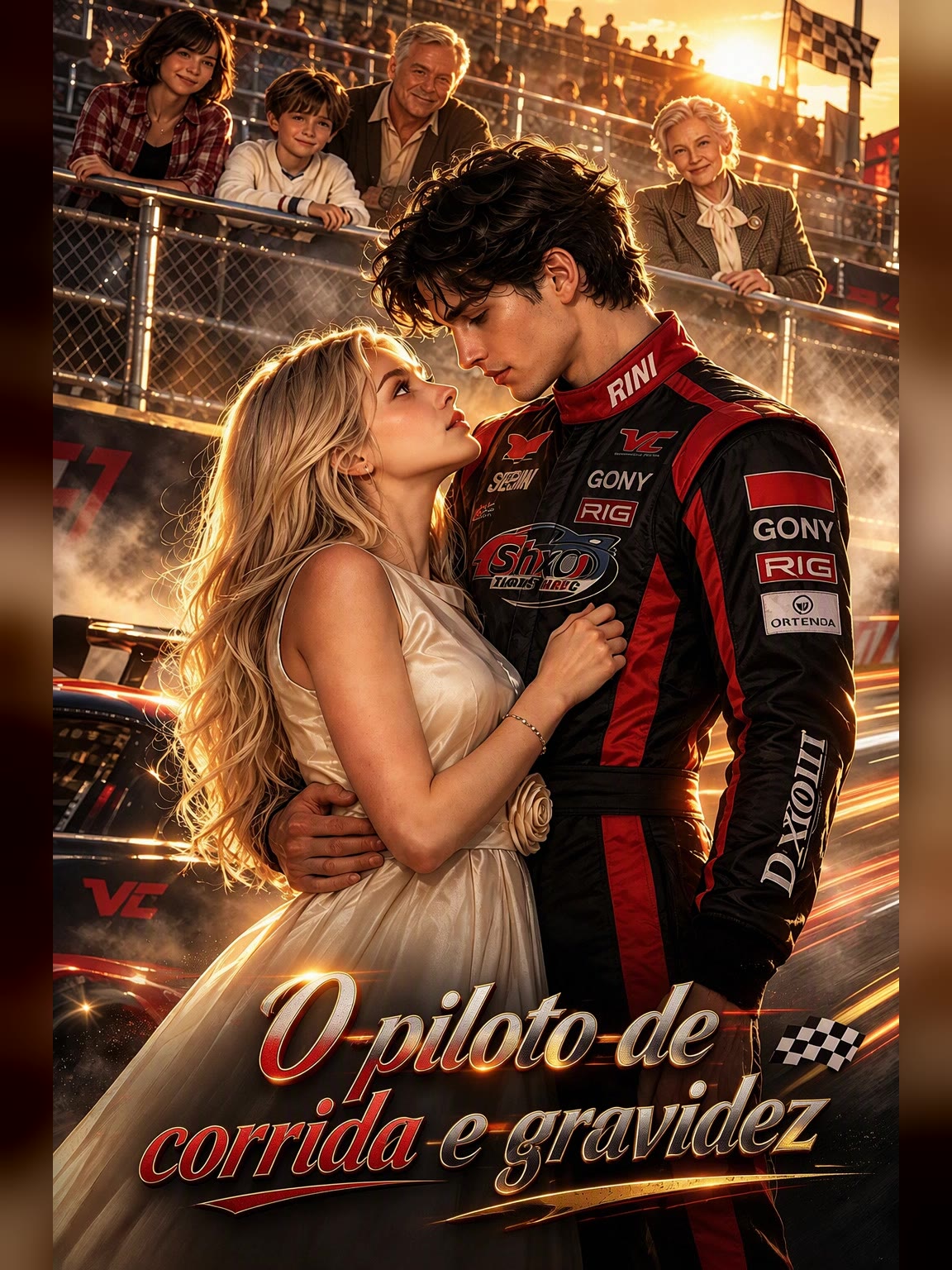 Capa de O piloto de corrida e gravidez