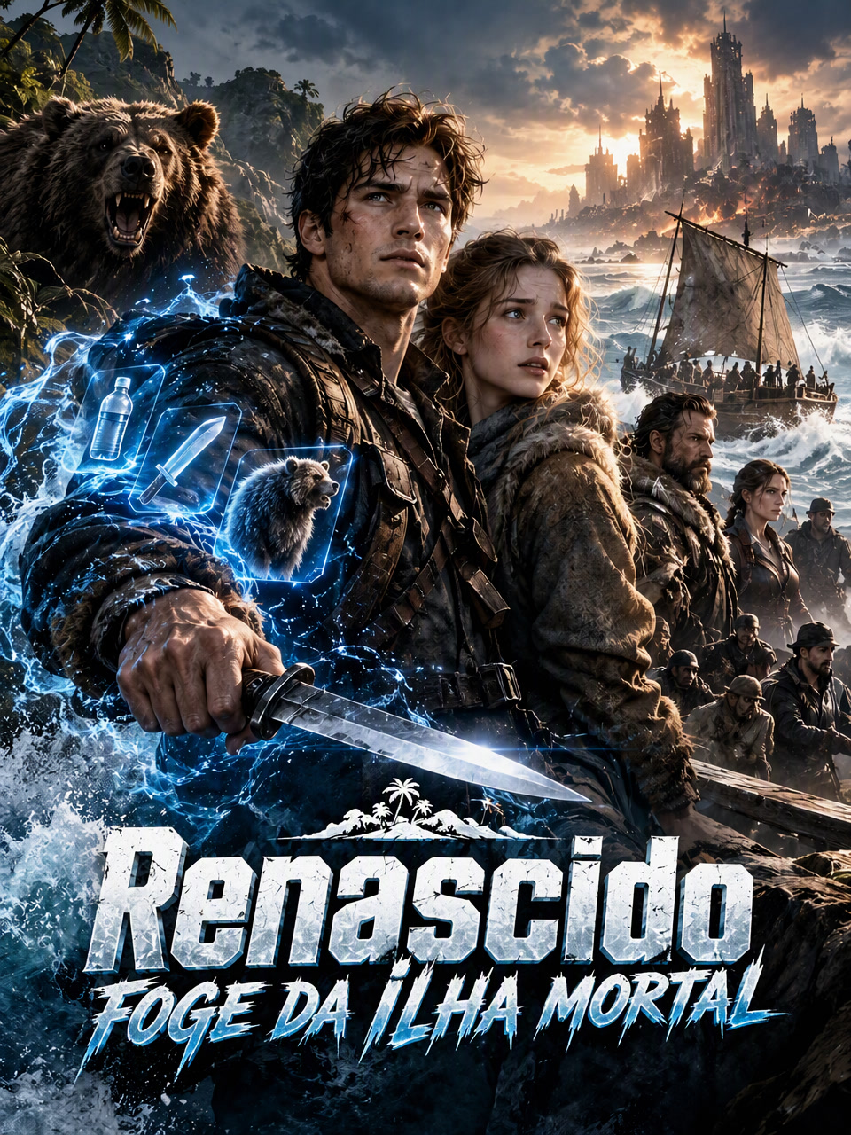 Capa de Renascido foge da ilha mortal